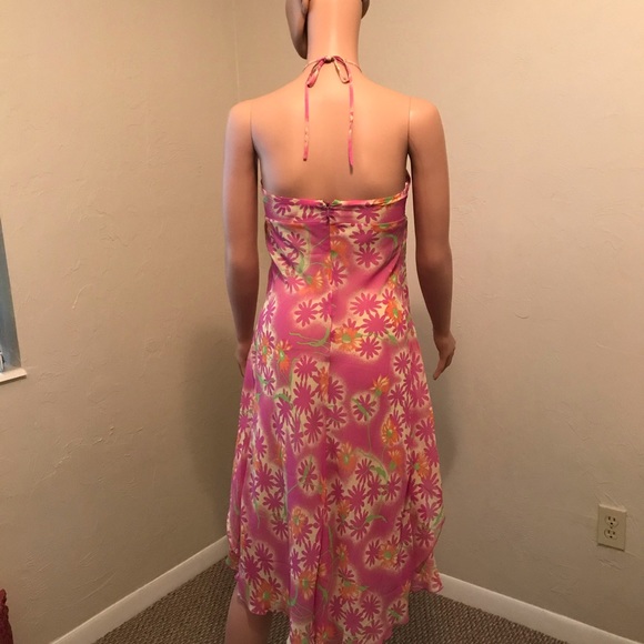 SOLD!! Host Pick🎉Jessica Simpson Chiffon High Low Layered Halter Dress Pink - Picture 2 of 2